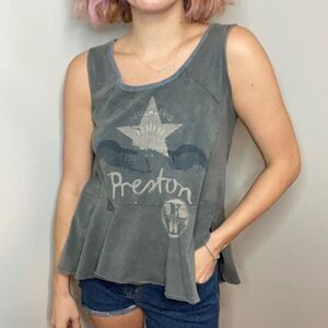 We The Free People New Orleans Louisiana Acid Rust Wash Peplum Blouse